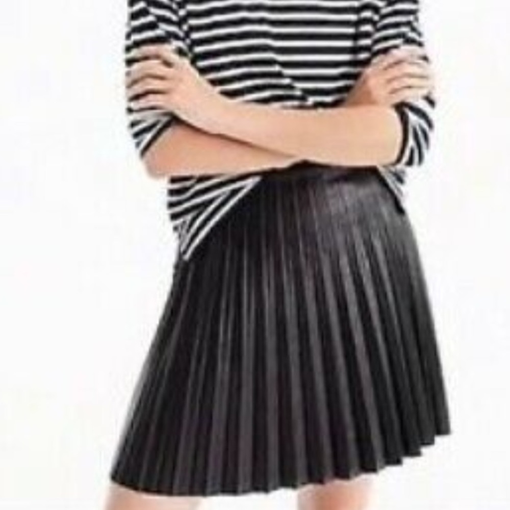 Jcrew Pleated Faux Leather Skirt**Brand New